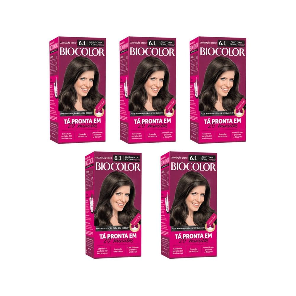 Coloraçao Biocolor Creme 6.1 Louro Cinza Moderno - 5Un