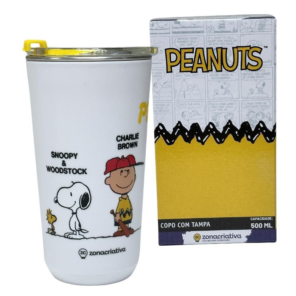 Copo Sky Inox Parede Dupla 500Ml Snoopy Peanuts - Zc