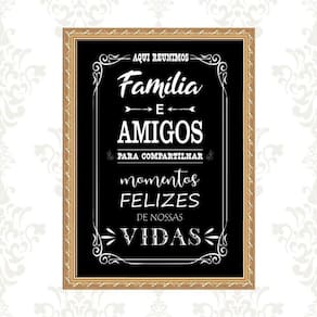 Quadro Moldura Dourada Área Gourmet 24X18Cm