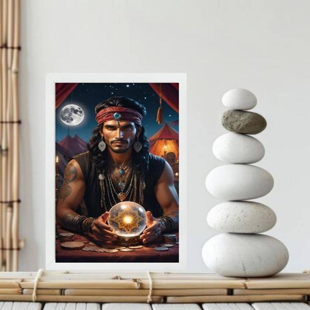 Quadro Cigano Wladimir - Bola Cristal 24X18Cm - Com Vidro