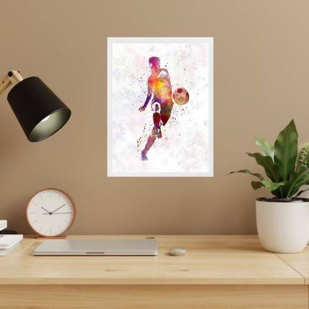 Quadro Decorativo Homem Jogando Futebol 33X24Cm