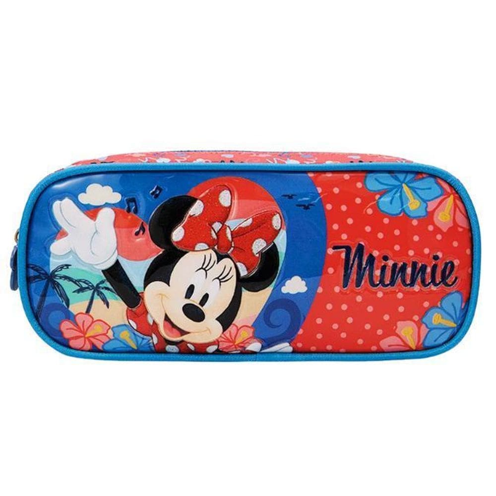 Estojo Escolar Minnie Tropical Porta Lápis Organizador