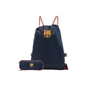 Kit Escola Estojo Penal Duplo + Mochila Bolsa Saco Barcelona