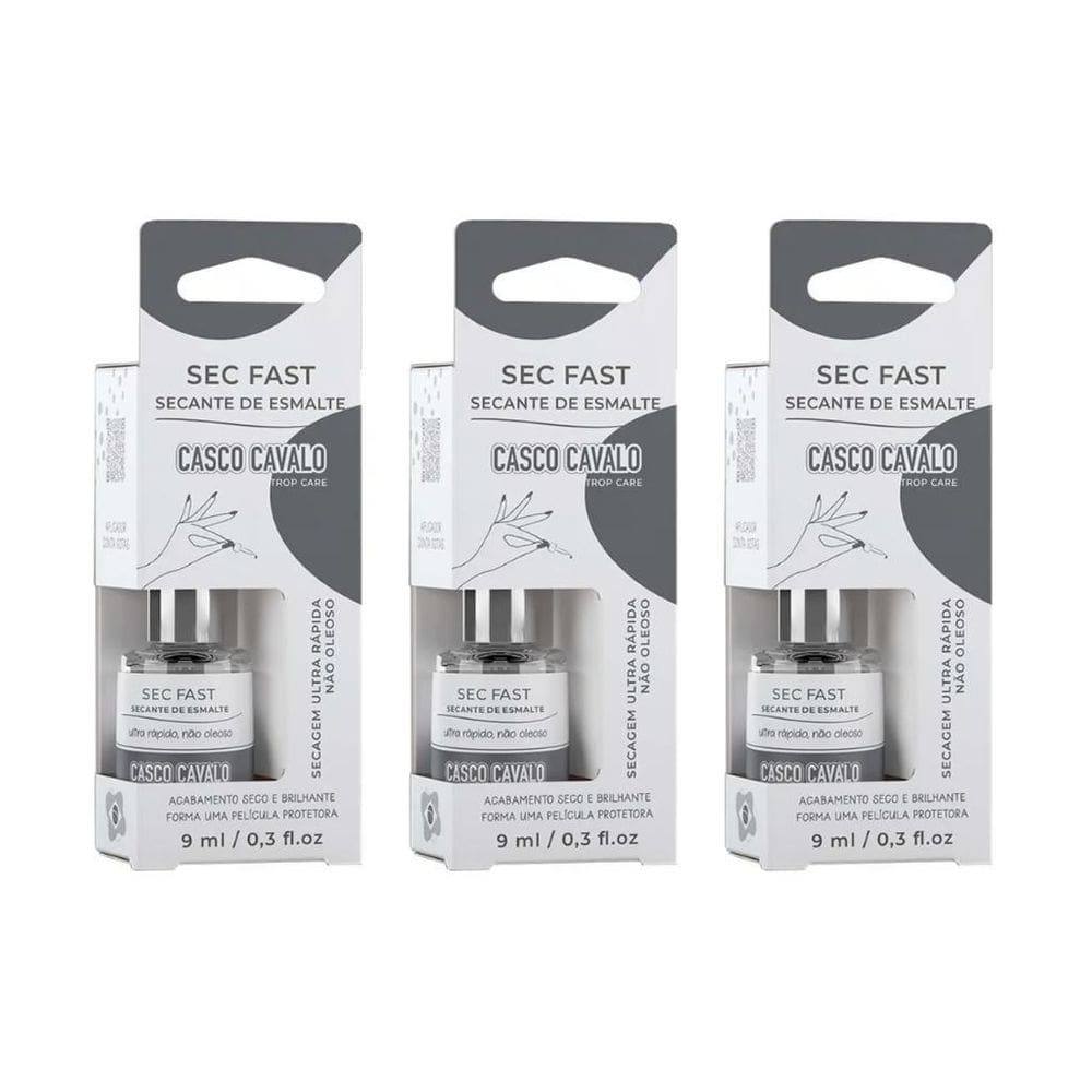 Casco De Cavalo Trop Care Secante Fast 9Ml - Kit Com 3Un