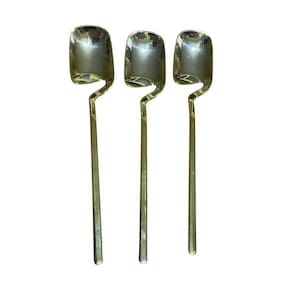 Colheres Sobremesa Vazada Dourada Descartável 14Cm Kit 24Un