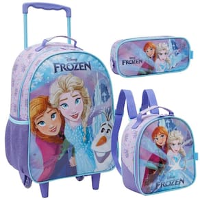 Kit Mochila Rodinhas Lancheira E Estojo Frozen Xeryus 13170