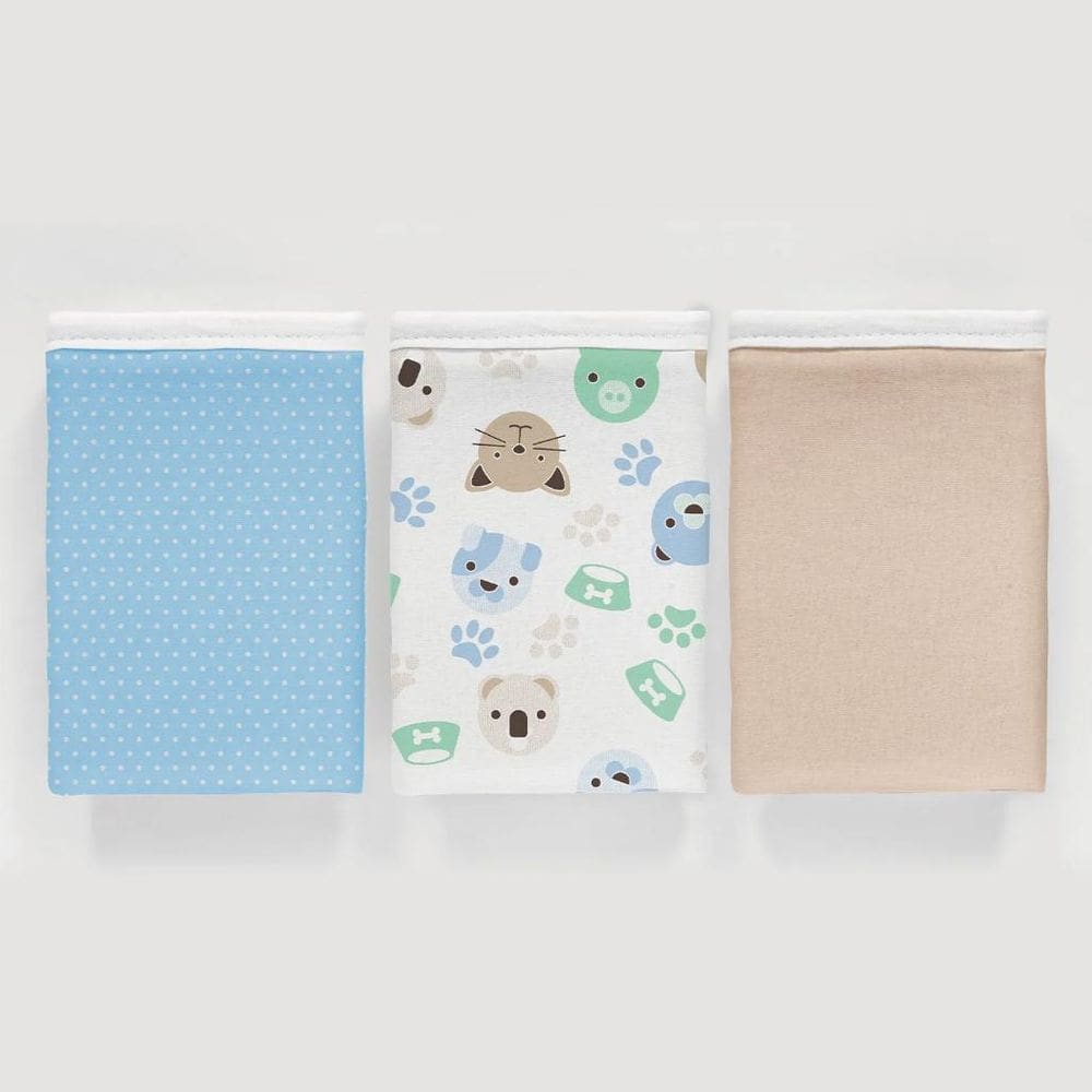 Kit 3 Pçs Fronha Para Bebê 30X40 100% Algodão Patinhas