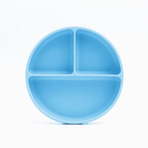 Prato Refeição Infantil Silicone Divisórias E Ventosa Azul- Petit Piá