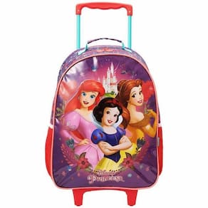 Mochila Escolar Princesas Castelo Disney Rodinha Tam Grande