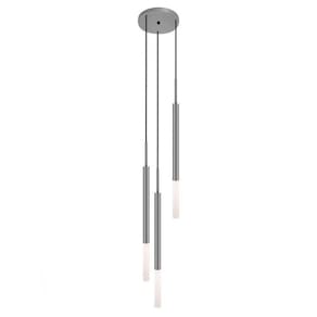 Pendente Luminária Tubo Teto Triplo Difusor Lavabo Prata