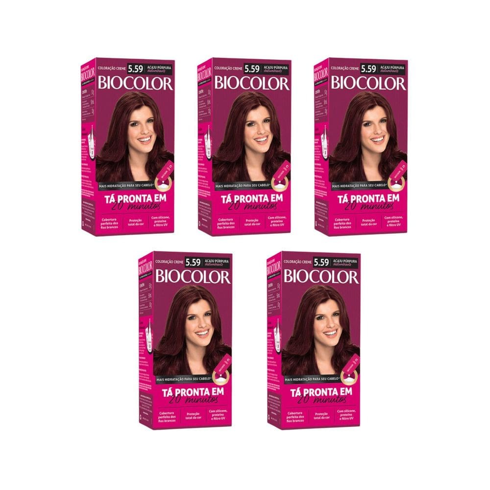 Coloração Biocolor Creme 5.59 Acaju Púrpura Deslumb - 5Un