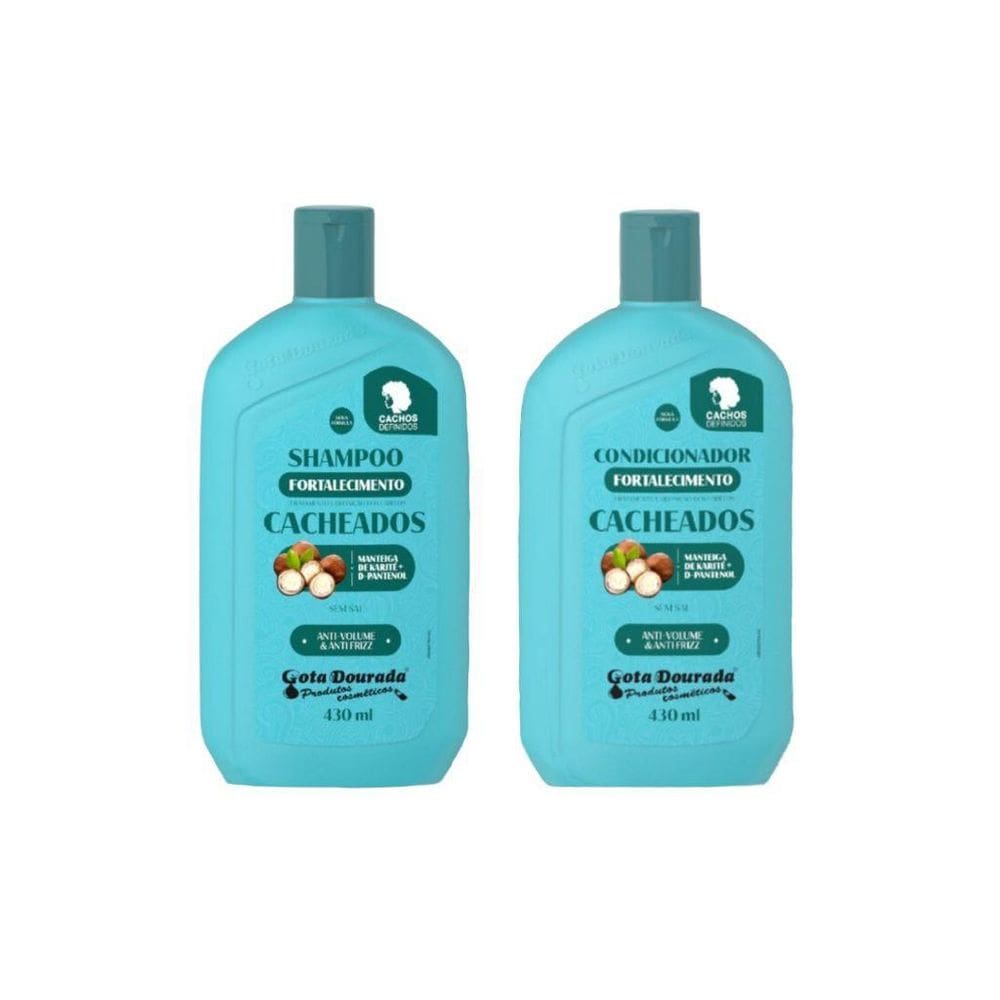 Kit Gota Dourada Fortaleci Cacheados Shampoo + Condicionador
