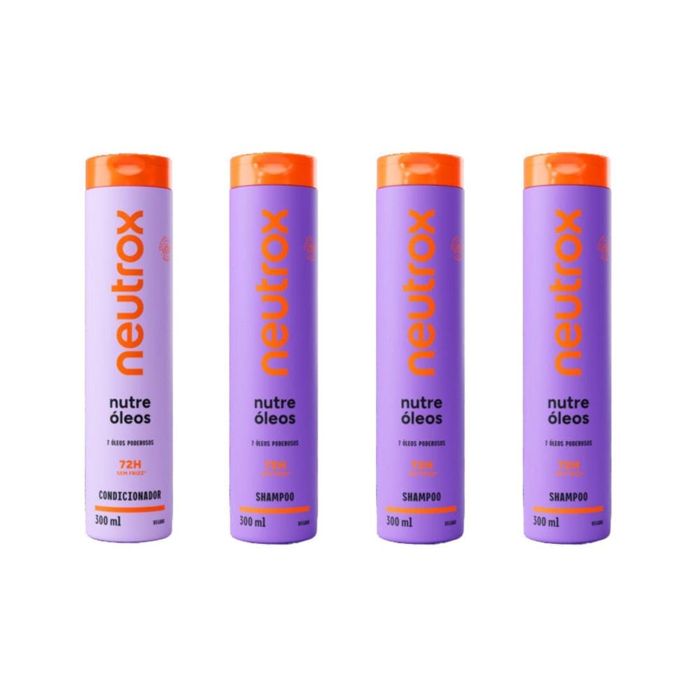 Kit Neutrox Nutre Oleos 1 Cond 300Ml + 3 Shampoo 300Ml