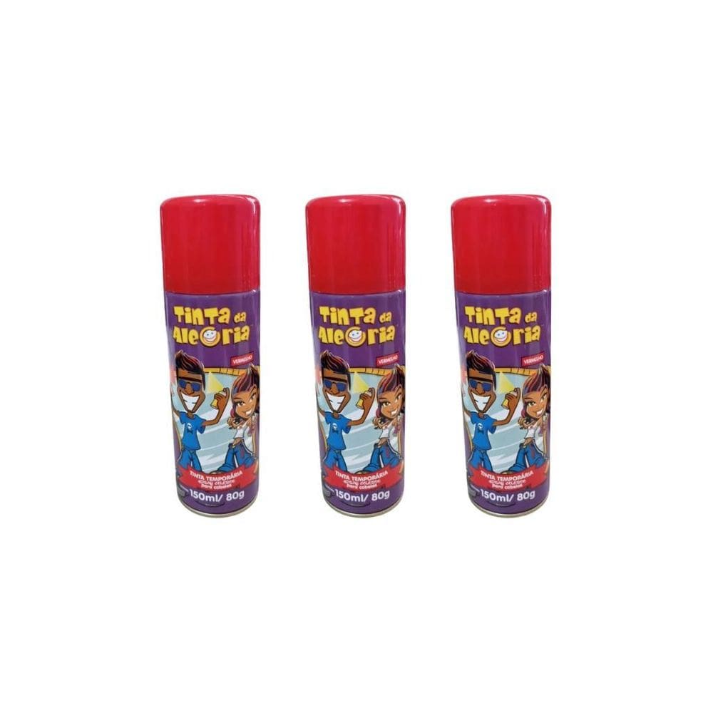 Tinta Spray Da Alegria 150Ml Vermelho-Kit C/3Un