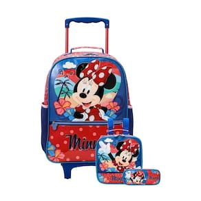 Kit Escolar Minnie Mochila Rodas G+Lancheira+Estojo Triplo