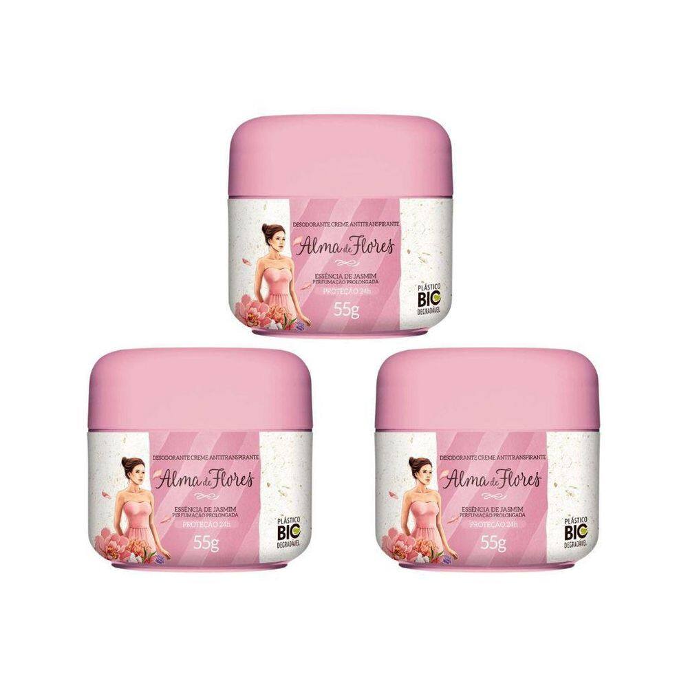 Desodorante Creme Alma De Flores 55G Essencia De Jasmim-3Un