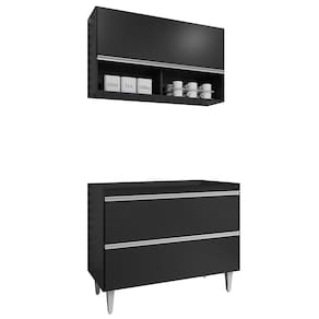 Armário de Cozinha Com Nichos CP01 Para Pia 100cm M24 Preto - Mpozenato
