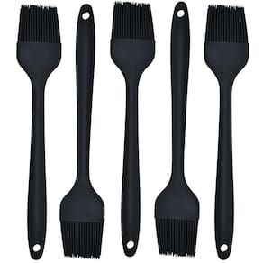 Pincel Culinario De Silicone Preto Kit 05 Un