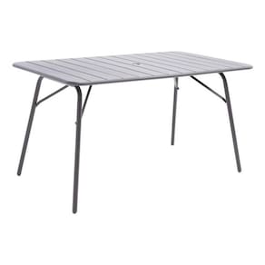 Mesa De Aco Cinza Para Jardim 4 Lugares 140X80X74 Cm - Cinza