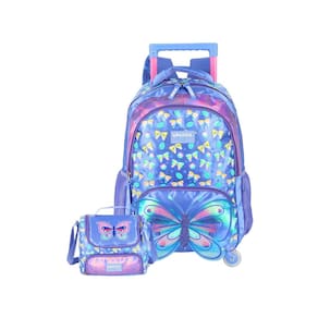 Kit Mochila 2Em1 Rodas Costas + Lancheira Térmica Borboleta