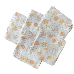 Kit 5 Fralda De Pano Minasrey 60X60Cm Estampada Neutro