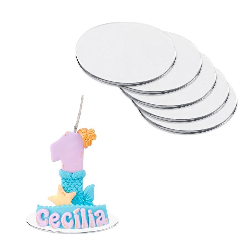 Base Acrilica Redonda 4Cm Transparente C/10