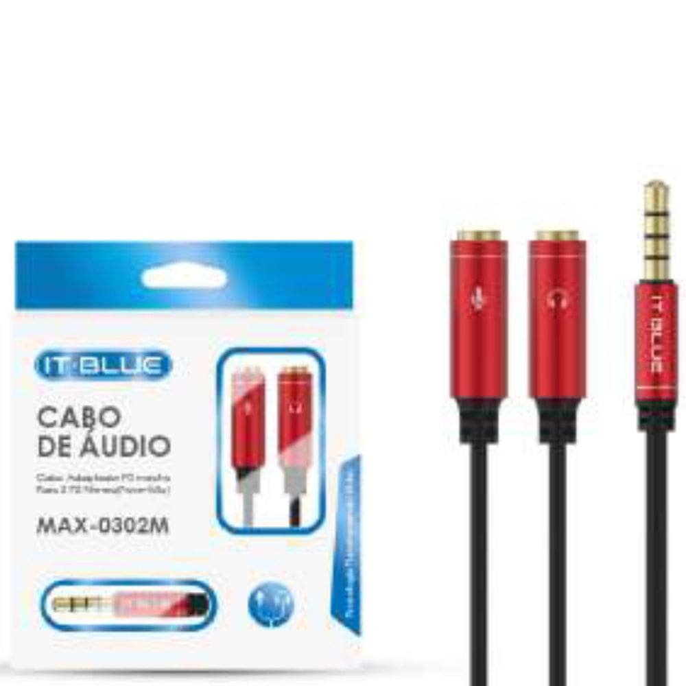 Cabo Adaptador De Audio 2 P2 Femea Para P3 Macho Max-0302M