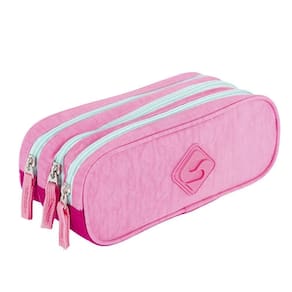 Estojo 3 Divisórias Escolar Crinkle Double Pink Sestini