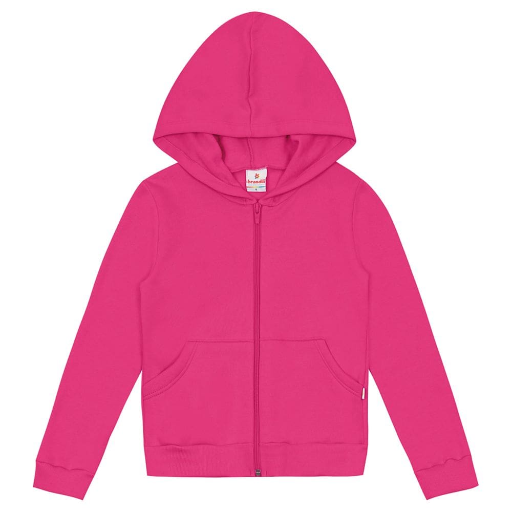 Jaqueta básica infantil menina em moletom Brandili Rosa
