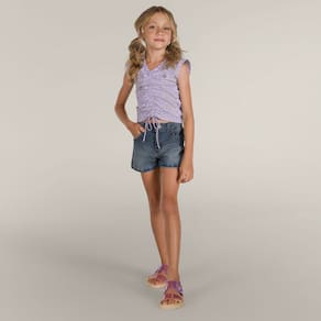 Blusa cropped de cotton infantil menina Brandili Lilás