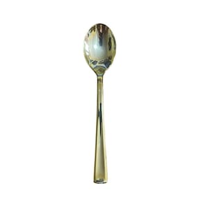 Kit 24 Colheres Dourada Plástico Descartável 12.8Cm Festa