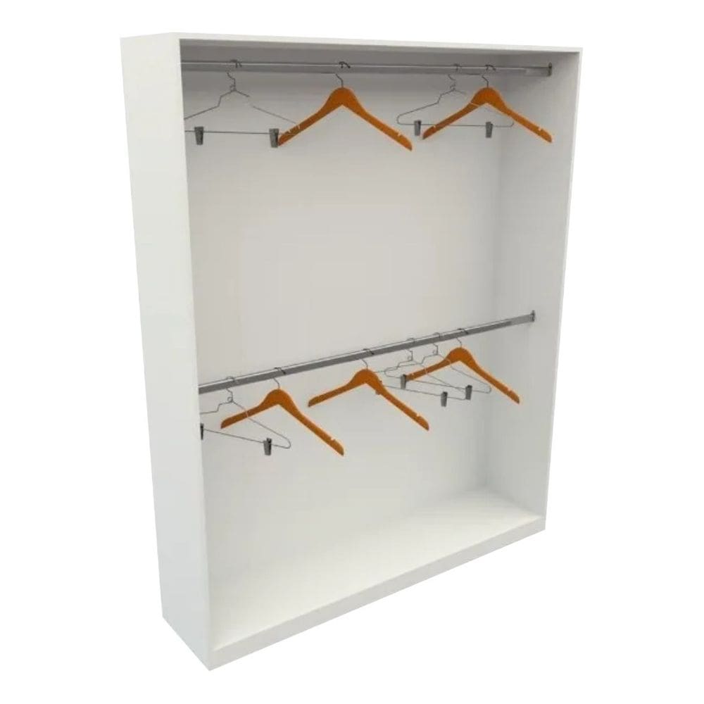 Armário Estante Expositor Arara Dupla Closet Cabideiro Loja Roupas Cor Branco