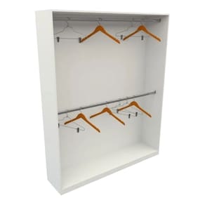 Armário Estante Expositor Arara Dupla Closet Cabideiro Loja Roupas Cor Branco