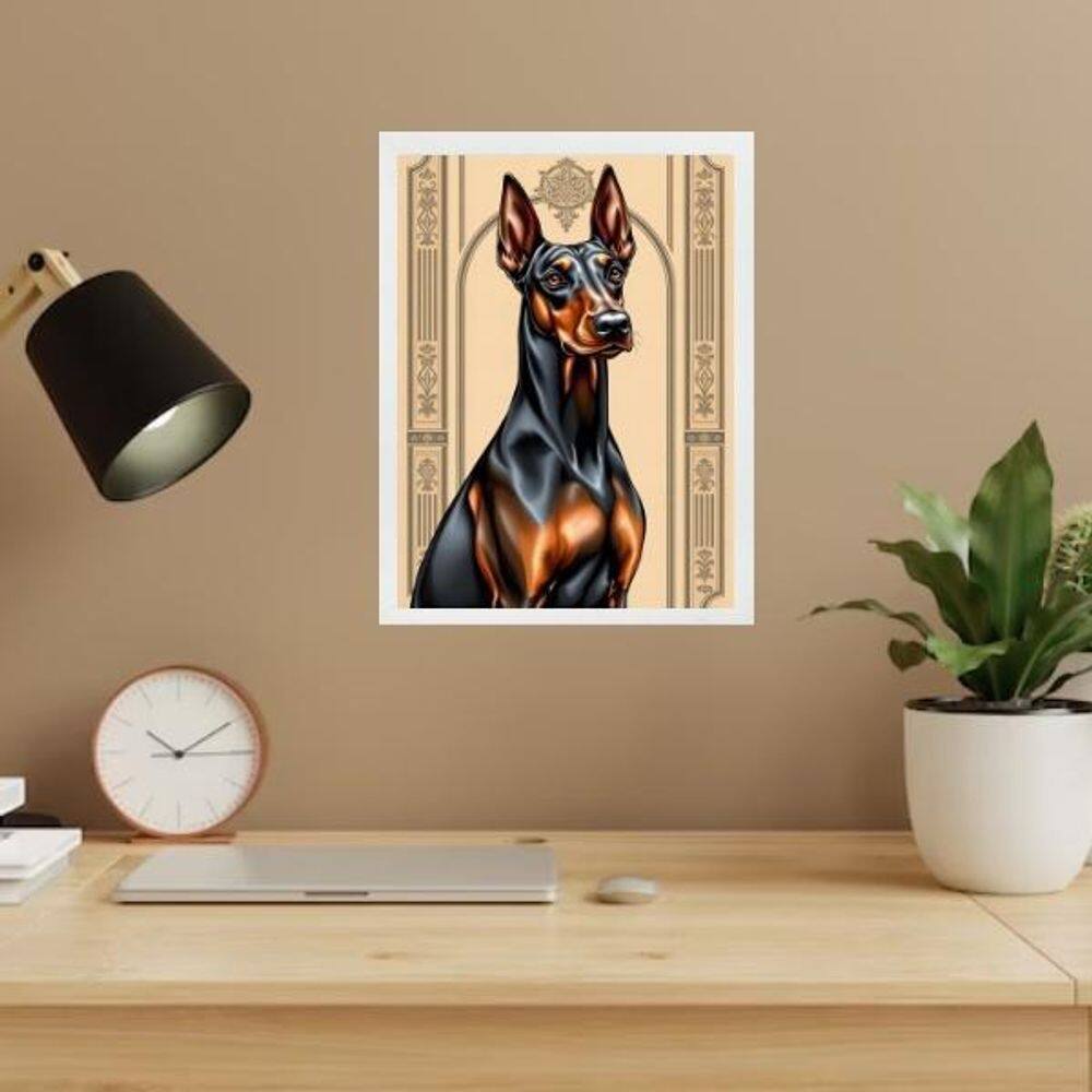 Quadro Decorativo Dobermann - Art Nouveau 33X24Cm