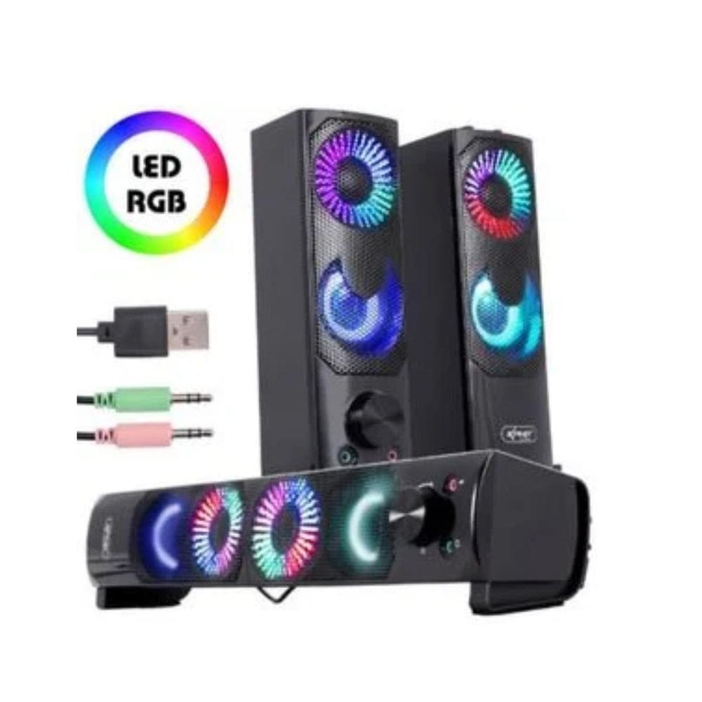 Caixa Caixinha Som Gamer Led Rgb Pc Computador Note P2 Usb