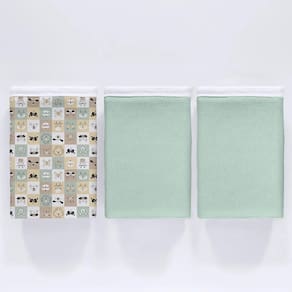 Kit 3 Pçs Fronha Para Bebê 30X40 100% Algodão Zoo