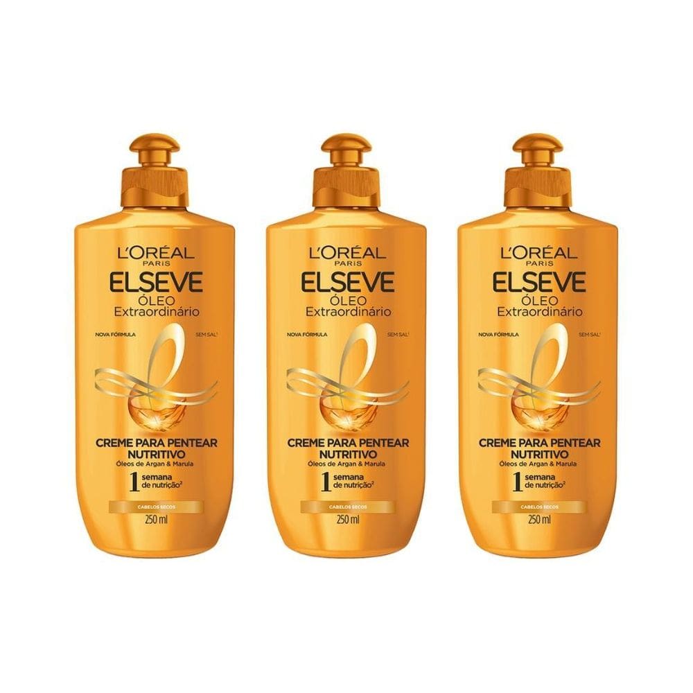 Creme Para Pentear Elseve 250Ml Oleo Extraordinario - 3Un
