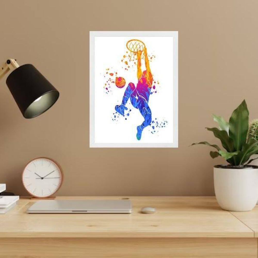 Quadro Decorativo Basquete Aquarela 24X18Cm