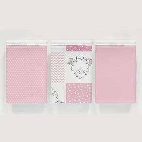 Kit 3 Pçs Fronha Para Bebê 30X40 100% Algodão Ovelinha Rosa