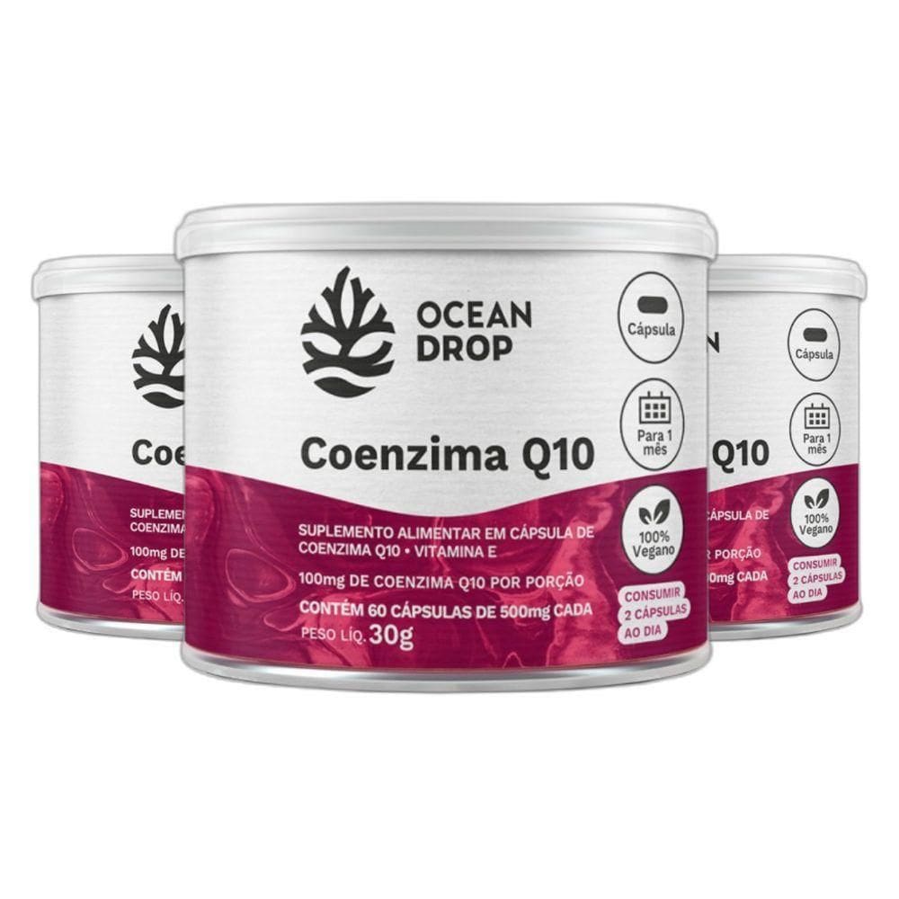 Combo 3X Coenzima Q10 Vitamina E 60Caps 500Mg - Ocean Drop