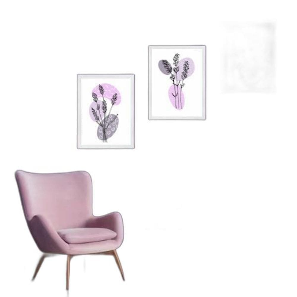 Kit 3 Quadros Arte Lavanda - Estampas 24X18Cm