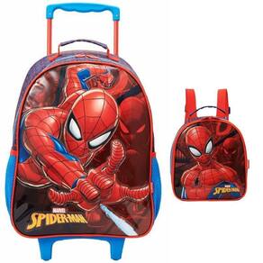 Kit Mochila Escolar Homem Aranha Rodinha Tam G Com Lancheira