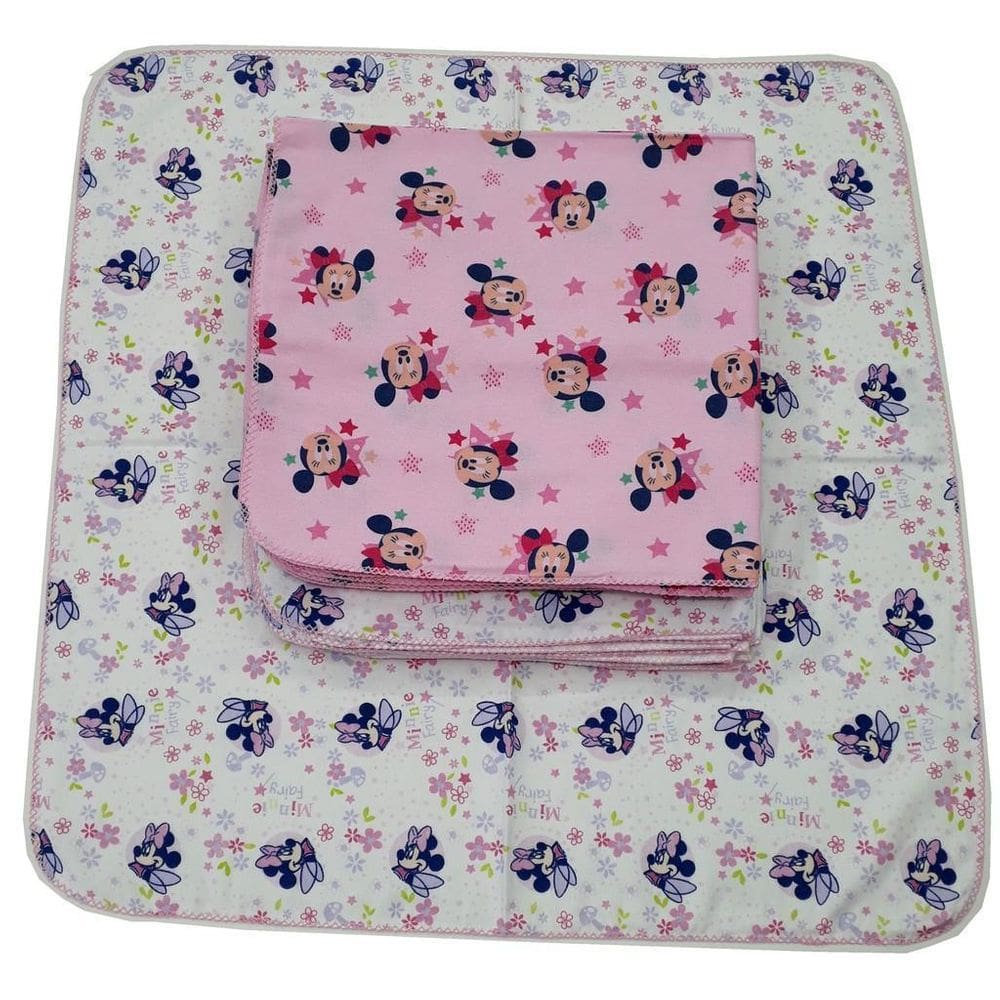 Cueiro Flanelado Disney 80X80Cm Com Crochê Minnie