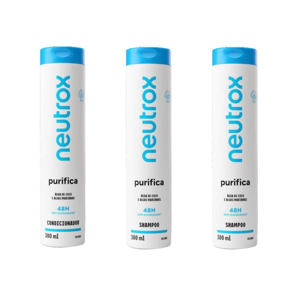 Kit Neutrox Purifica 1 Cond 300Ml + 2 Shampoo 300Ml