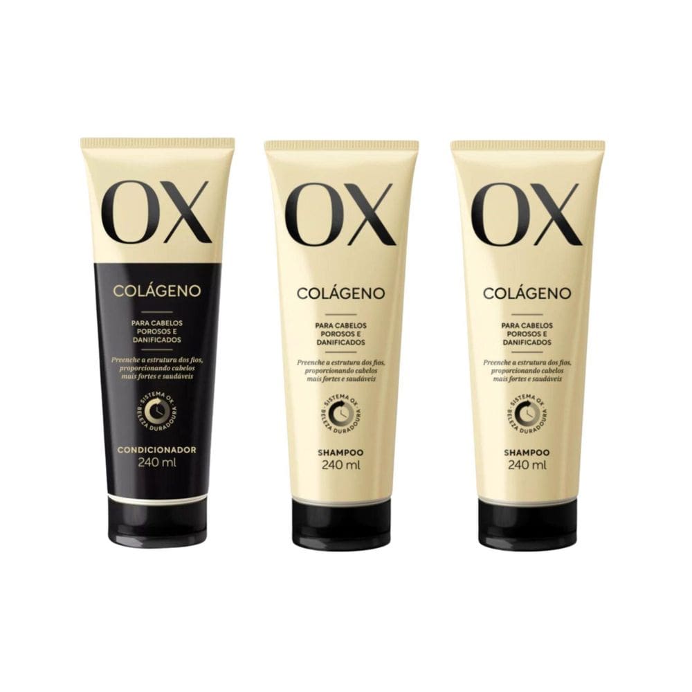 Kit Ox Colageno 1 Condicionador 240Ml + 2 Shampoo 240Ml