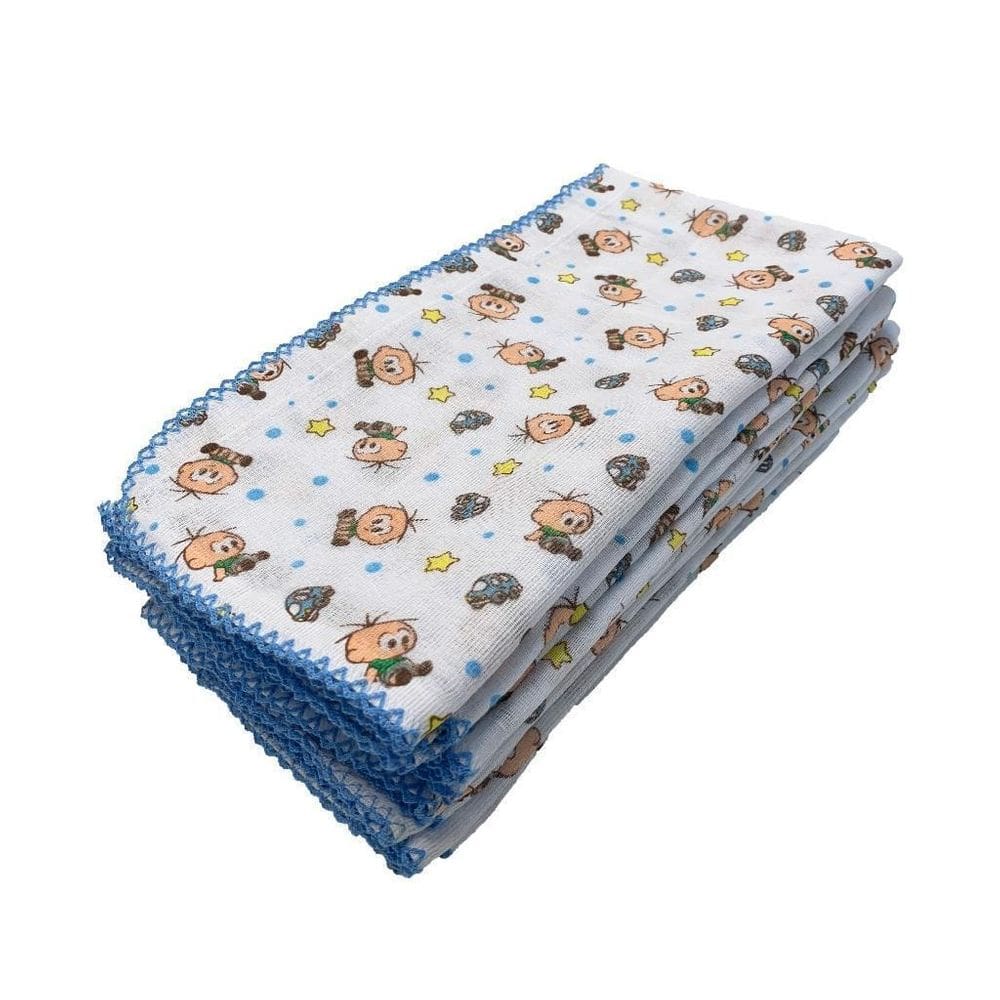 Kit 3 Fralda De Pano Estampa Cebolinha 70X70Cm Com Croche