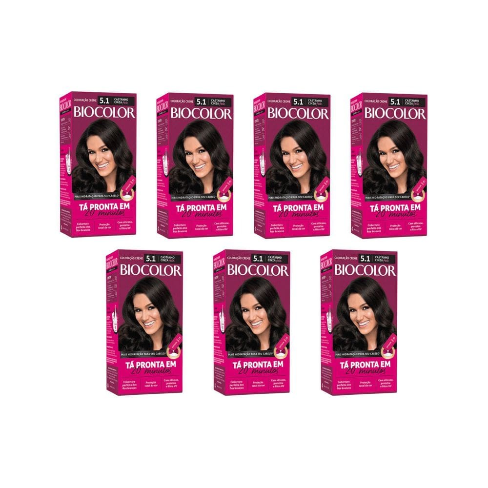 Coloraçao Biocolor Creme 5.1 Castanho Cinza - 7Un