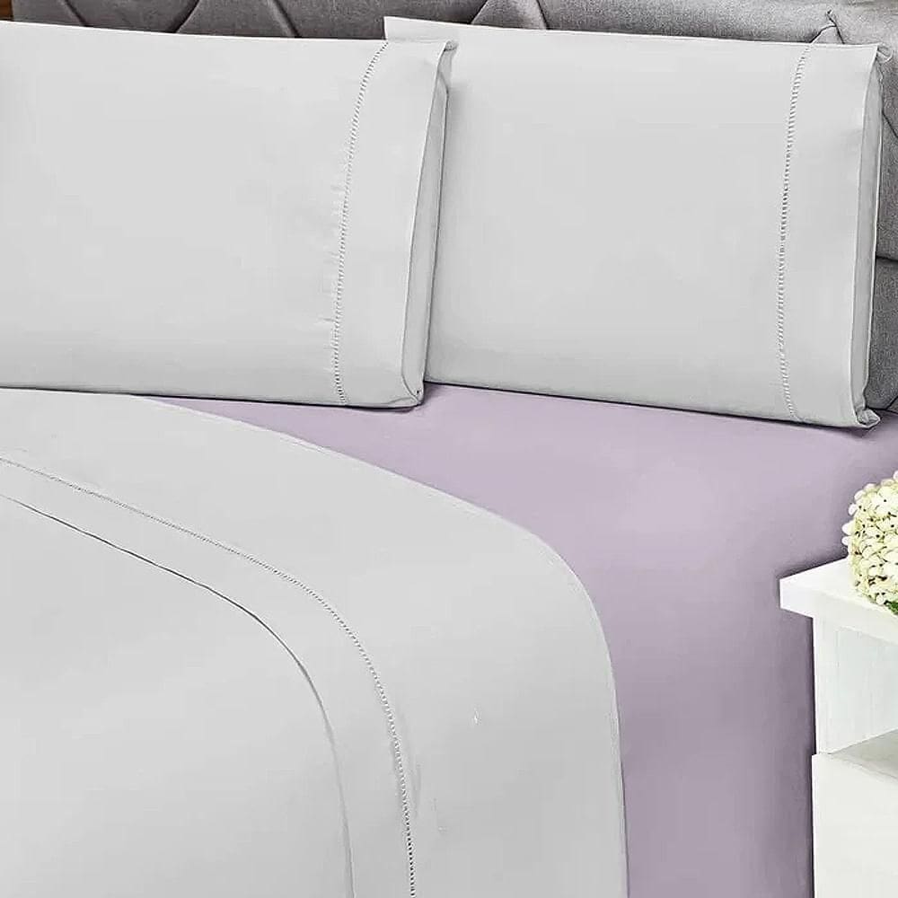 Lençol Solteiro King Elástico 180 Fios Premier Andreza Rosa