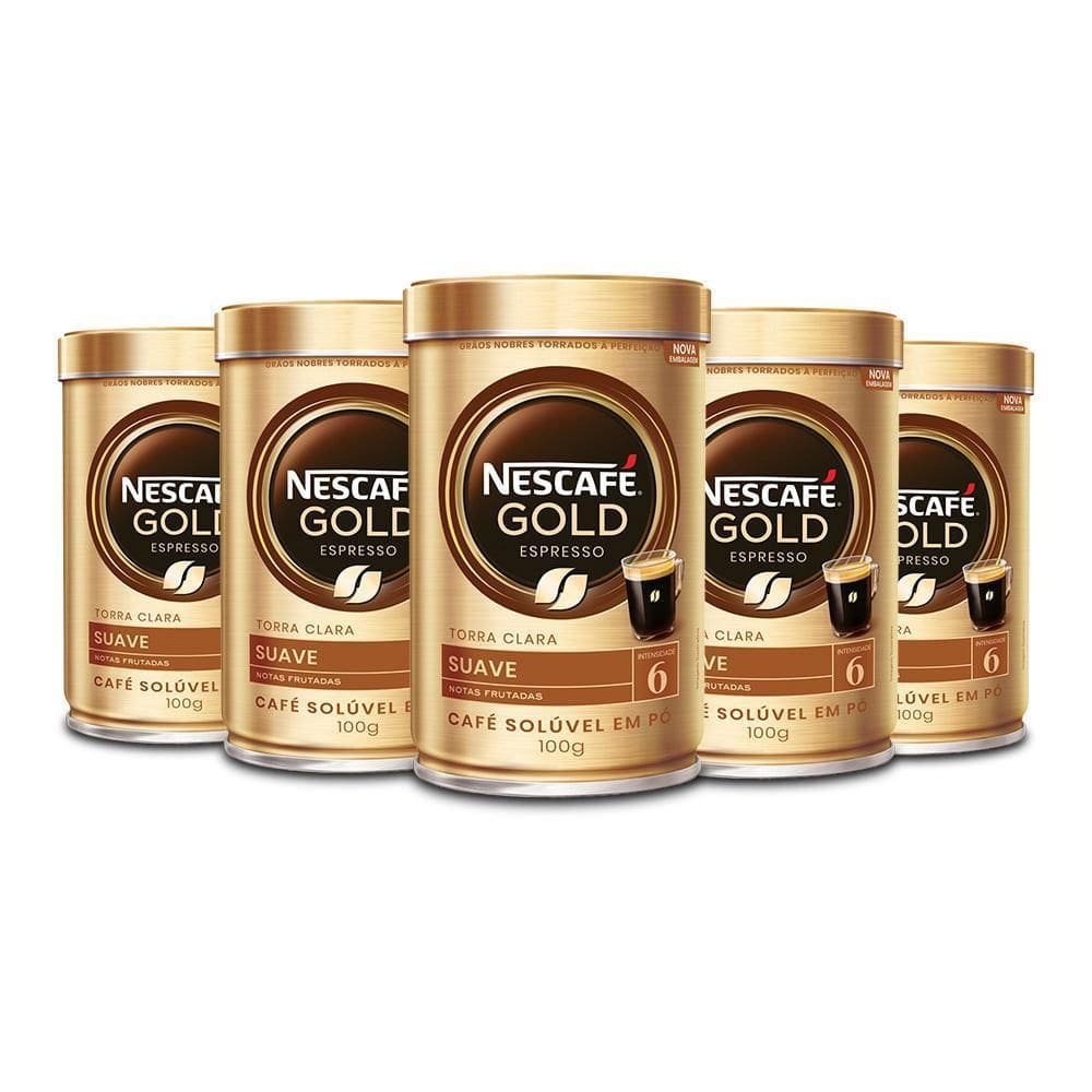 Café Solúvel Nescafé Gold Espresso Suave Kit 5 Latas 100G
