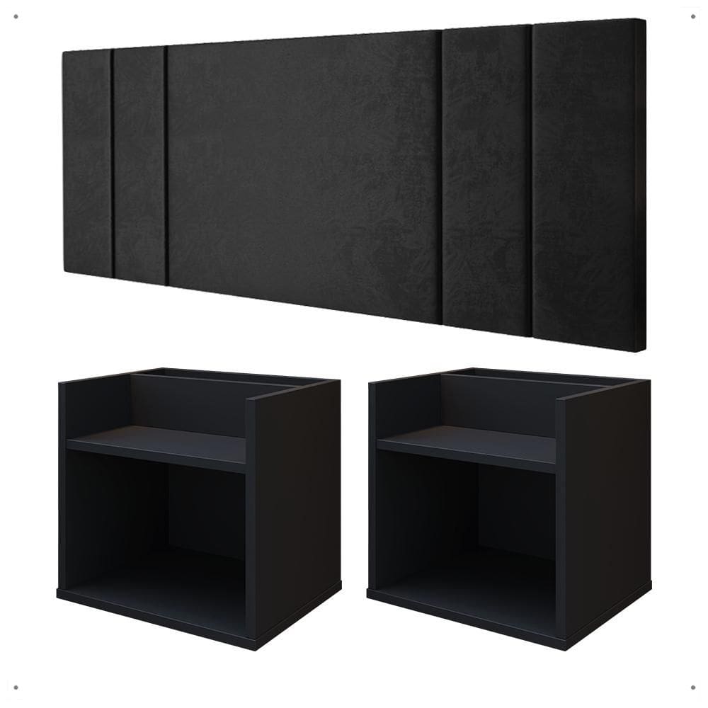 Kit 2 Mesinha Pequena Suspensa Madri Apoio Lateral Cabeceira Moderna Cama Box Casal Queen 1,60 Luana